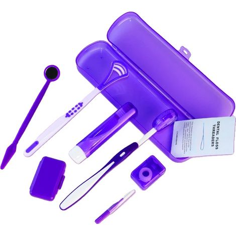 Kit de cepillos interdentales, juego de 8 piezas, herramientas para el cuidado dental, MORADO (1/2)