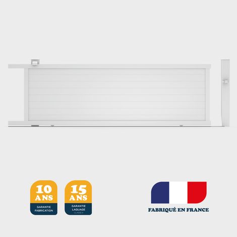 Portail coulissant prêt à la pose Yel Blanc 9016 - L406 cm X H166 cm en aluminium manuel BELTY (1/4)