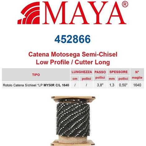 Rotolo catena motosega LP 3/8&quot 1.3 mm - .050&quot 1640 maglie senza antirimbalzo profilo Semi tondo lungo - 452866