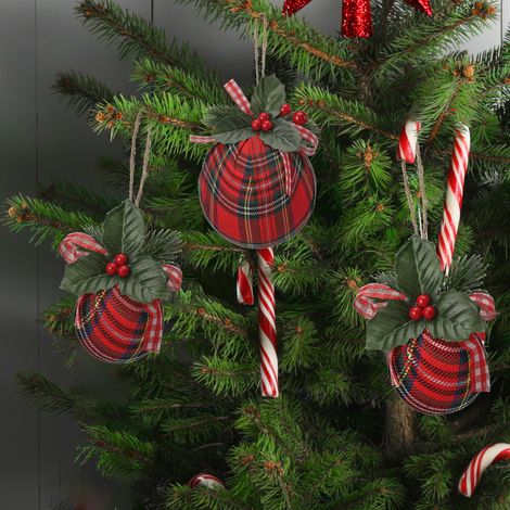 Boules de Noël décoratives en forme de boule, 6 cm, jolies boules en tissu compactes pour la décoration de la maison, des fêtes, des mariages et autres occasions. (1/5)