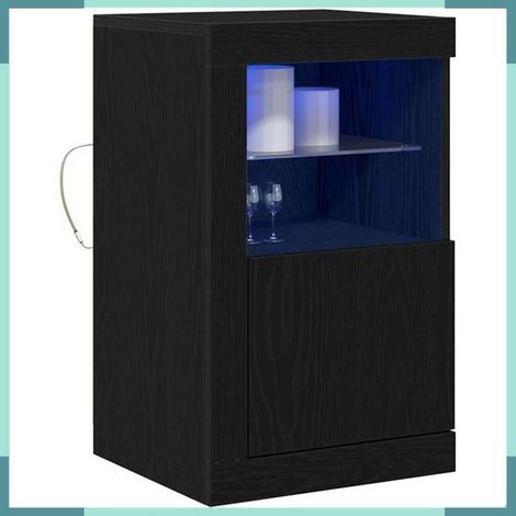 863023 Buffet LED 2 pcs Chêne noir 41 x 37 x 67 cm Bois d'ingénierie (1/5)