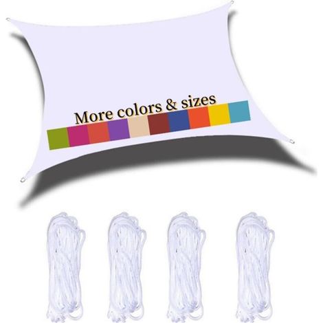 Rechteckiges Sonnensegel 2x2m, wasserdichtes PES-Sonnentuch, 98% UV-Schutz, für Garten, Terrasse, Balkon, Poolparty und Outdoor-Aktivitäten, Weiß
