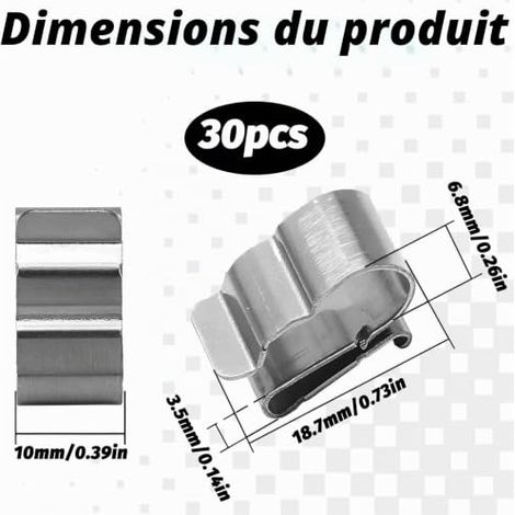 30 Pcs Clips De Fixation Cable Electrique, En Acier Inoxydable, Support Clips Cable Management, Système De Gestion De Cables Pour Solaire Photovoltaque Clips De Cable (1/4)