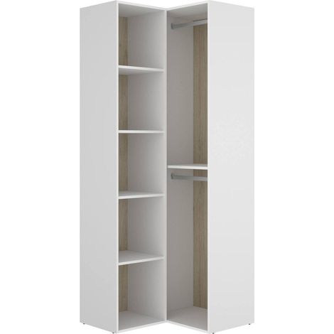 Dmora - Guardaroba grande Brandberg, Mobile camera da letto, Cabina armadio portabiti, Armadio appendiabiti, 85x85 h205 cm, Bianco e Rovere
