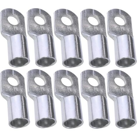 Lot de 10 cosses électriques à œillet tubulaire – Ø8mm – Non isolées – Alliage de cuivre – Pour conducteurs jusqu'à 50mm² – Serrage rapide (1/3)