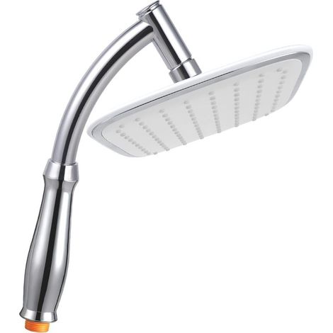 Pommeau de douche à effet pluie et bras de douche à main – Pommeau de douche haute pression avec bras d'extension en chrome – Pomme de douche universelle G1/2 cascade 25,4 x 20,3 cm carré (1/5)