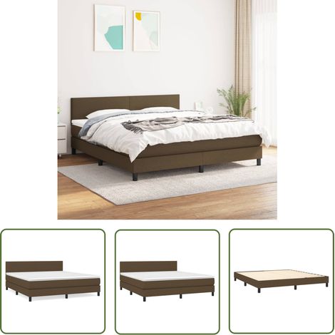 The Living Store Boxspringbett mit Matratze Dunkelbraun 160x200 cm Stoff - Boxspringbett - Doppelbett - Bettenrahmen - Schlafsystem - Matratze (1/5)