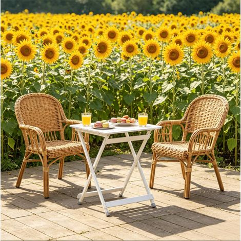 Table pliante de camping 50,5x47x69,5 cm en aluminium blanc, gain de place pour jardin FloraGrace (1/5)