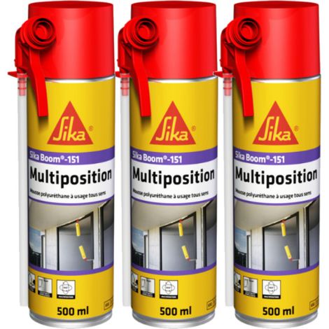 Sika – Lot de 3 mousses polyuréthane expansive 500 ml – Utilisation multiposition – Bonne adhérence sur de nombreux matériaux – Isolation et remplissage
