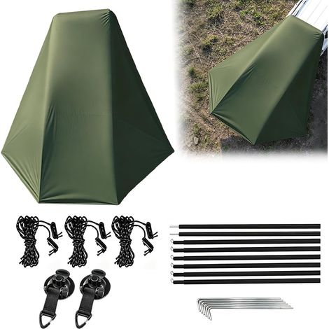 Auvent de Hayon de Voiture, 390×280cm Toit Anti-Solaire Hydrofuge avec Mâts en Aluminium pour Fourgon, Camping-Car, Caravane, Camion Véhicule (1/5)
