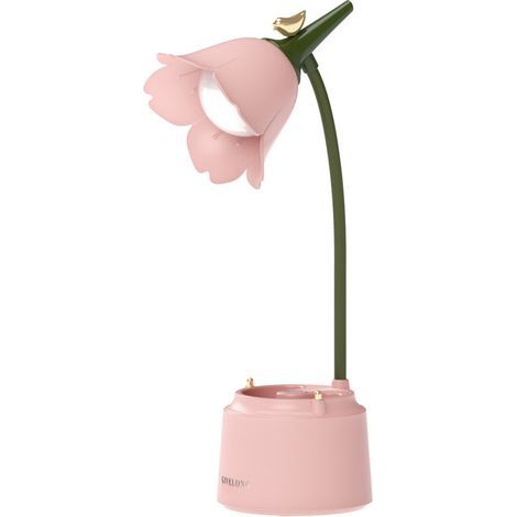 Lampe Fleur Sans Fil à Commande Tactile - Lampe de Bureau LED Dimmable, 3 Modes, Rechargeable USB - Protection des Yeux pour Enfant, Lecture et Apprentissage , Rose (1/5)