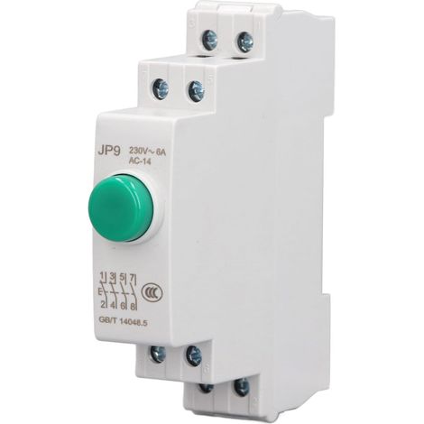 Bouton-poussoir sur rail Din, AC230V 2NO 2NC, interrupteur à bouton-poussoir monté sur rail DIN pour contacteur de démarreur magnétique, contrôle de ligne électrique JP9 (Green) (1/5)