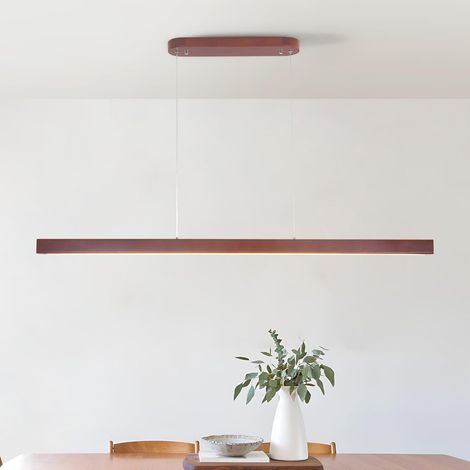 LED Suspension Luminaire Bois Pour Cuisine,115Cm Noyer Lustre Salon Avec TéLéCommande,Hauteur RéGlable,36W Lampe Moderne Luminaires IntéRieur Pour Chambre Bar Billard (1/5)