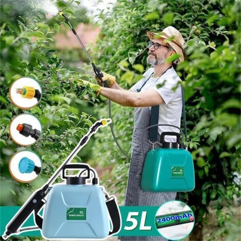 Pulvérisateur électrique de 5 litres avec pistolet de pulvérisation télescopique rechargeable, 2 buses, bouchon à large ouverture, batterie de 2400 mAh, pour la pulvérisation et le nettoyage des plant (1/4)