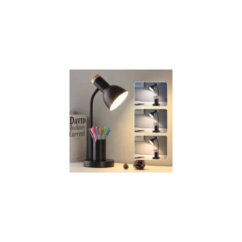 Lampada da scrivania a LED per ufficio domestico, lampada da tavolo con portapenne, luce da lettura con 3 modalità di colore, lampada da scrivania con braccio flessibile, lampada da studio in metallo,