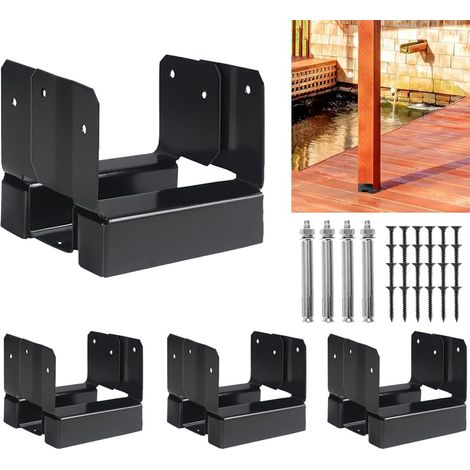 4PCS Supports de Base de Poteau de 10x10cm,Noir (1/5)