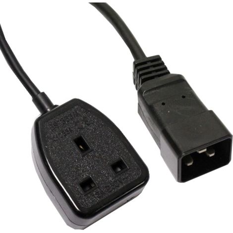 BeMatik - Cable eléctrico British Standard BS-1363-2 a IEC-60320-C20 de 0.4m negro