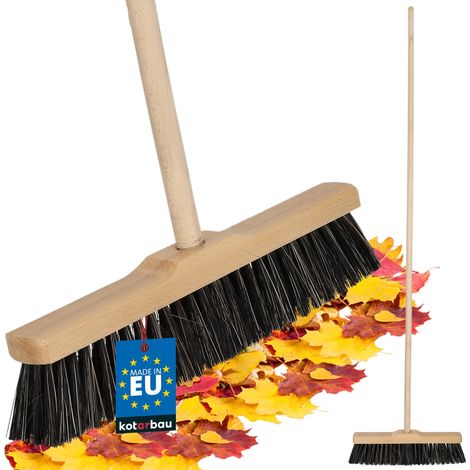 KOTARBAU® Balai Brosse - 35 cm - Marron - avec Manche en Bois - Balai Cantonnier - Brosse pour Terrasse - pour Intérieur Extérieur - en Bois de Hêtre (1/5)