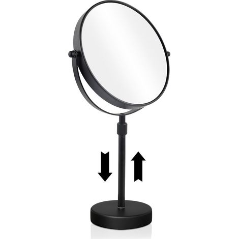 Miroir de Table Réglable en Hauteur Miroir Grossissant x10 Noir pour Maquillage et Rasage Salle de Bain,Diamètre 20cm (1/5)