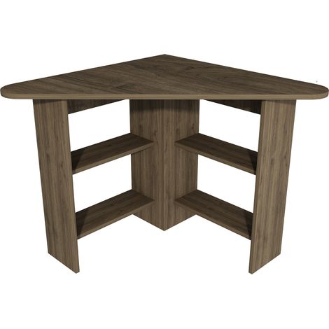 Eckschreibtisch Mamette, 5 Regale, 4 Fächer, 80x80x74h cm, Nussbaum Braun