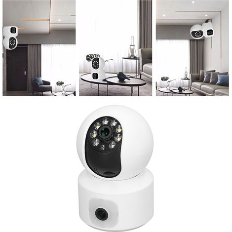Dual-Objektiv-Überwachungskamera, hochauflösender drahtloser Monitor, intelligente WLAN-Innenkamera, europäischer Standard 100–240 V (1/5)