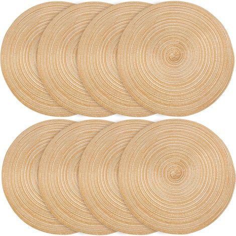 8 Pièces Set de Table Rond 30 cm, Naturels Dessous de Plat Ronds Tressés (1/5)