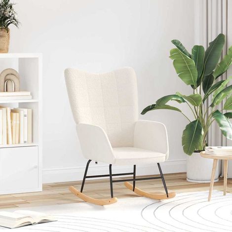 Schaukelstuhl Creme Sherpa-Stoff