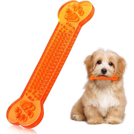 Jouet à mâcher pour chien Orange dents de chiot os dents de chiot jouet interactif de dressage de chien petit jouet de nettoyage des dents de chien (1/4)