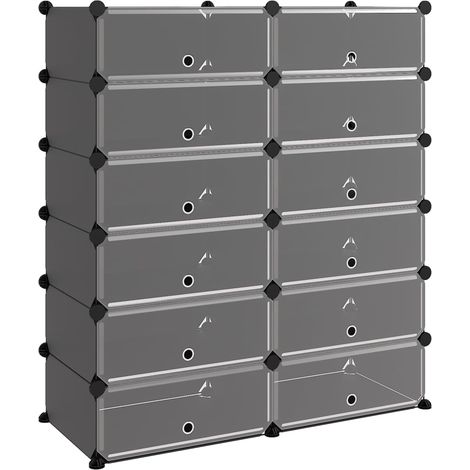 Armoire à Chaussures, Meuble Étagère de Rangement, Noir 94,5x36,5x106 cm PP OIB1956E (1/5)