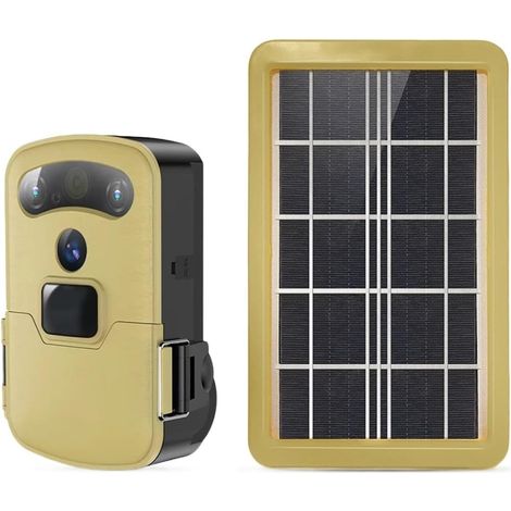 Caméra Faune Sauvage Caméra De Jeu Chasse sans Fil WiFi Trail Camera avec Panneau Solaire Étanche for Le Scoutisme Surveillance La Faune Fiable Précise(with Solar Panel) (1/5)