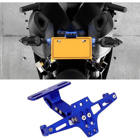 Support de plaque d'immatriculation en aluminium télescopique réglable avec éclairage LED pour moto (1/5)