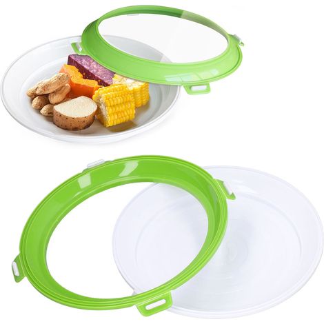 Plateaux de conservation réutilisables, organisateurs de réfrigérateur empilables, contenants de rangement pour garde-manger afin de garder les aliments frais, étanches de quatrième génération, ronds, (1/5)