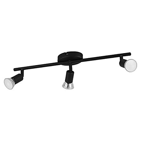 EGLO Plafoniera Led Buzz-Led, lampada da soffitto a tre fiamme, faretto da soffitto in metallo, lampada da soggiorno in nero, lampada da cucina, spot Led con presa GU10, L 48,5 cm (1/4)