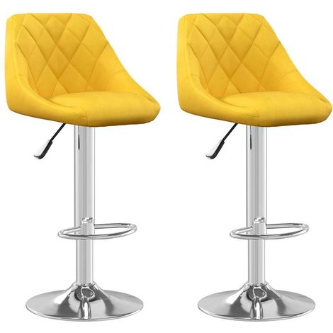 Maison Exclusive - Sgabelli da Bar 2 pz Giallo Senape in Velluto (1/5)