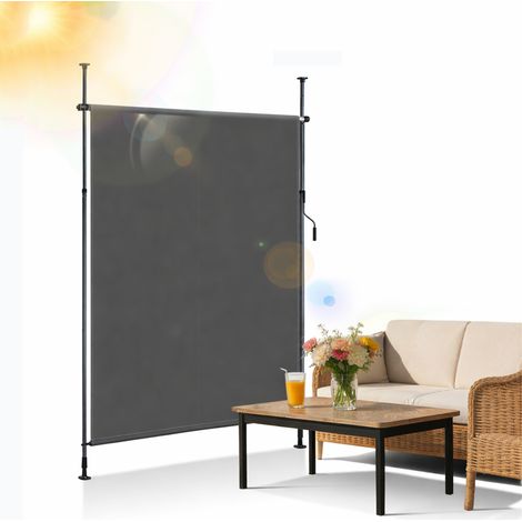 Jiubiaz Senkrechtmarkise Außenrollo 120 x 270 cm Balkonrollo mit Handkurbel Sichtschutz Vertikalmarkise ohne Bohren Sonnenschutz Windschutz Markise Anthrazit