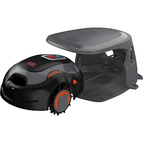 Robot Tondeuse à Gazon avec Nettoyeur, Niche et Une Batterie 12 V 4,3 Ah Lithium pour 700 m² Noir (1/5)