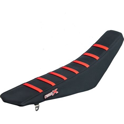 HOUSSE DE SELLE HONDA CRF 250 - 450 - TOP BLACK- SIDE BLACK-STRIPES RED