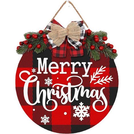 Panneau De Noël En Bois - Panneau Porte Merry Christmas 30 X 30 Cm - Décoration Rustique Pour Intérieur Extérieur - 1 Pièce (1/5)