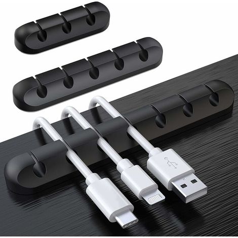 Organizzatore da scrivania con fermacavi, set di 3 supporti, per riporre e gestire i cavi, supporto per caricabatterie USB/mouse/cuffie/cavi per PC - AquaForge (1/5)