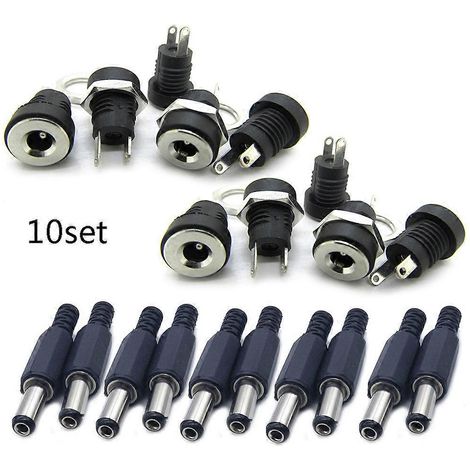 10 paires de prises jack 5,5 mm x 2,1 mm pour adaptateur secteur CC, remplacement durable-A- (1/5)