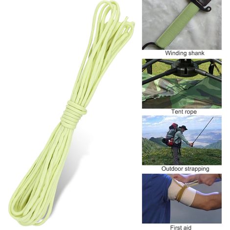 Cordon de parachute lumineux en paracorde à 9 brins, jaune, pour la survie en extérieur et la vision nocturne. (1/5)