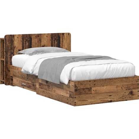 Cadre de lit avec rangement Bois ancien 100 x 200 cm vidaXL (1/5)