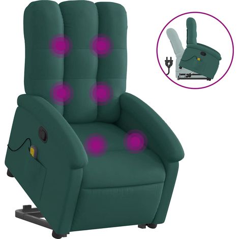 Maison Exclusive - Poltrona Alzapersona Massaggiante Verde Scuro in Tessuto