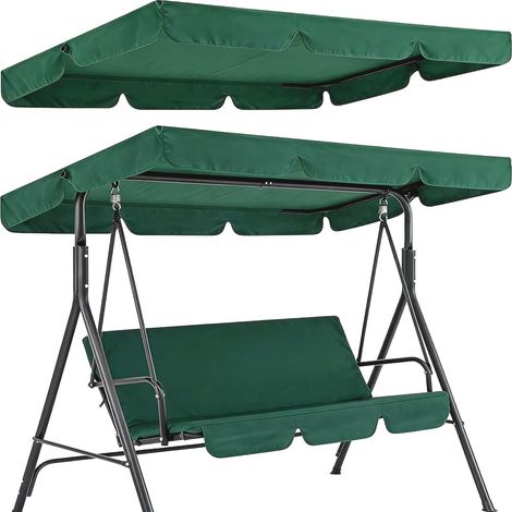 Toit de Rechange de 195x125cm pour Balancelle de Jardin Auvent de Balancelle de Cour Vert d'eau 3 Places pour Patio Ou Véranda. Toile Oxford 210D Imperméable pour Hamac. (1/5)