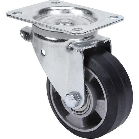 rueda giratora placa 111-125-1 aluminio-goma negra elastica eje bolas (1/2)