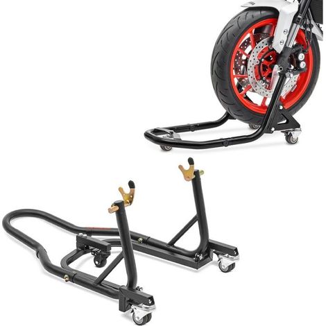 Set: Cavalletto posteriore nero opaco + Cavalletto da officina anteriore XB2 nero