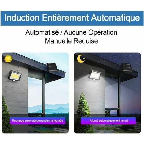 Lampe Solaire Extérieur avec Détecteur de Mouvements Infrarouge, Projecteur LED extérieur Avec Detecteur, Eclairage de Sécurité, Étanche , Pour Jardin, Entrepôt, Entrée (1/4)
