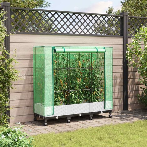 Teenpull – Gartenplanter mit Gewächshausabdeckung und Rädern 3 Stk. Weiß (1/5)