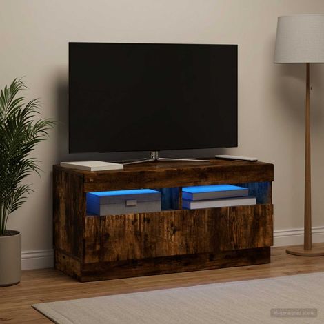 vidaXL Mueble de TV LED Roble Ahumado Madera de ingeniería (1/5)