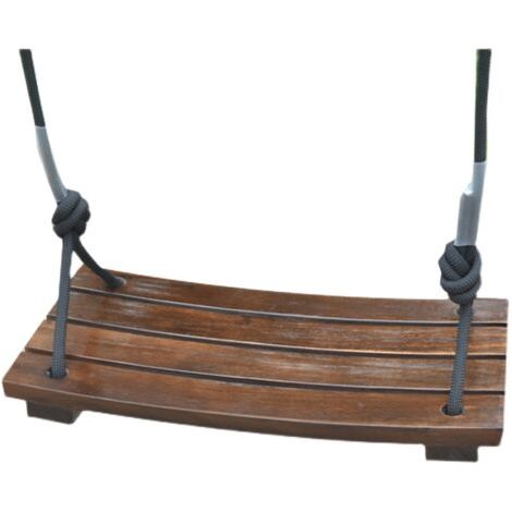 Balançoire en bois massif pour adultes et enfants – Siège courbé 20x43cm – Corde ajustable 150-210cm – Max poids 200kg – Pour jardin et portique (1/5)